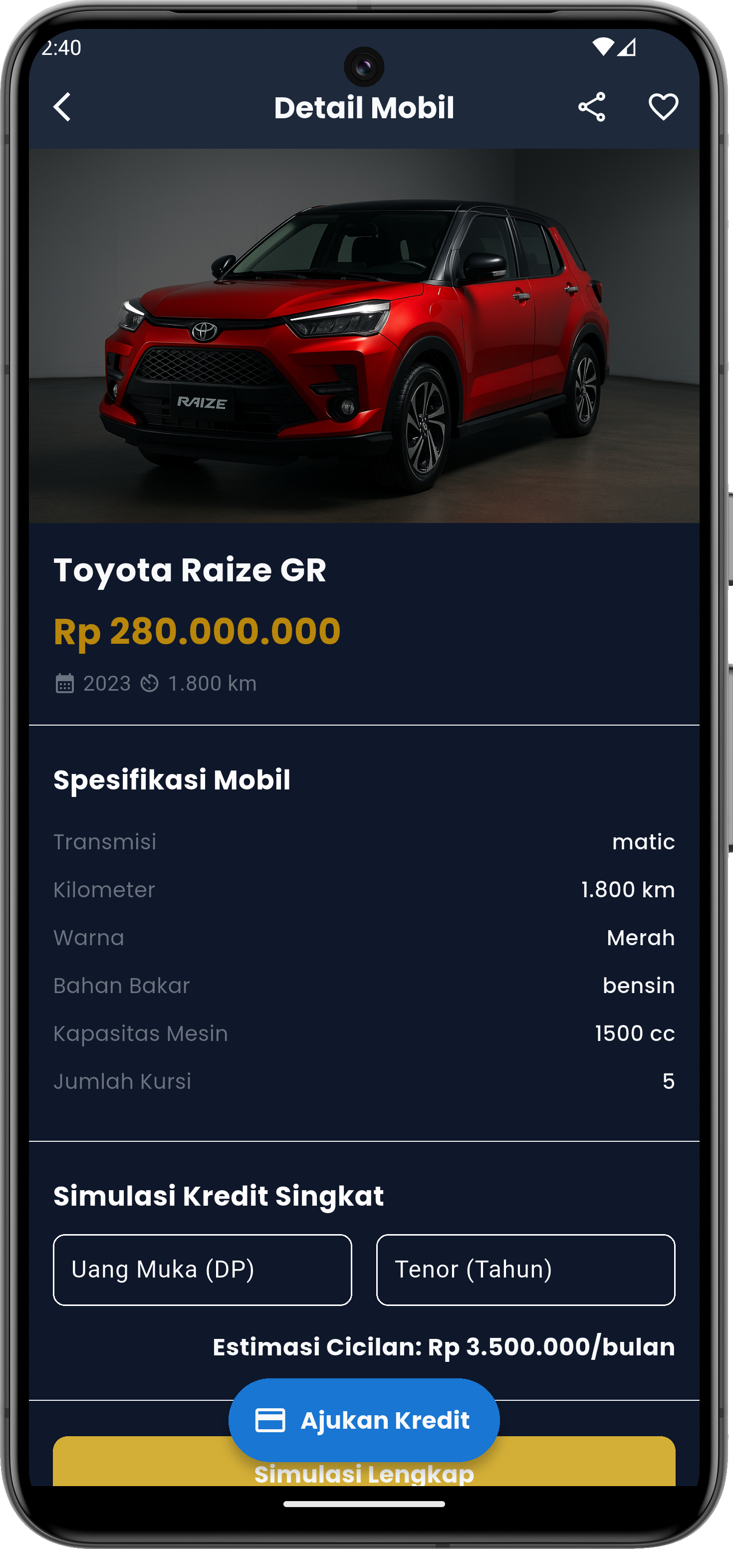 Detail mobil - Prabu Motor